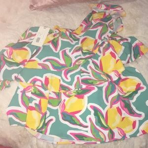 Blue yellow green and white cross top. New.